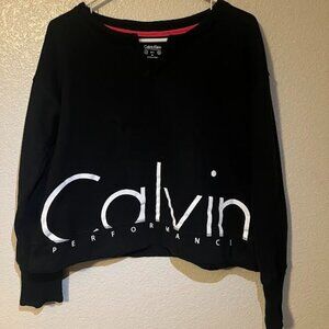 Black Long Sleeve Calvin Sweatshirt, V-Neck